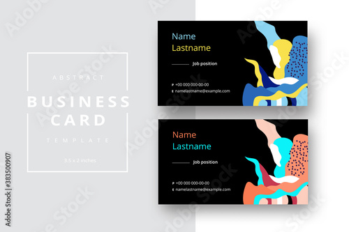 Trendy minimal abstract business card template. Modern corporate stationery id layout with geometric pattern. Vector fashion background design with information sample name text.