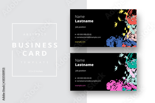 Trendy minimal abstract business card template. Modern corporate stationery id layout with geometric pattern. Vector fashion background design with information sample name text.