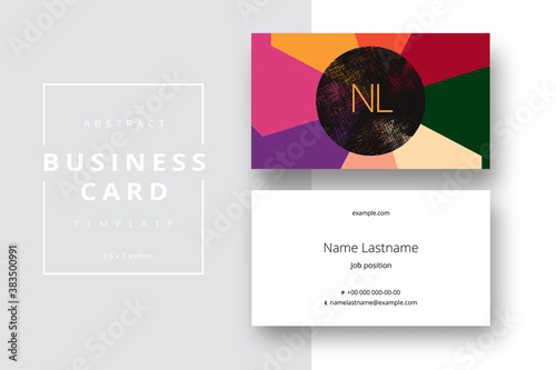 Trendy minimal abstract business card template. Modern corporate stationery id layout with geometric pattern. Vector fashion background design with information sample name text.