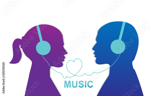 Couple enjoys listening to music Love music