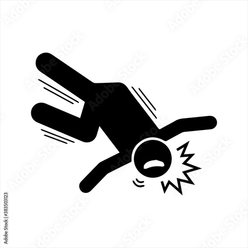 silhouette of a man jumping icon. Injured man icon