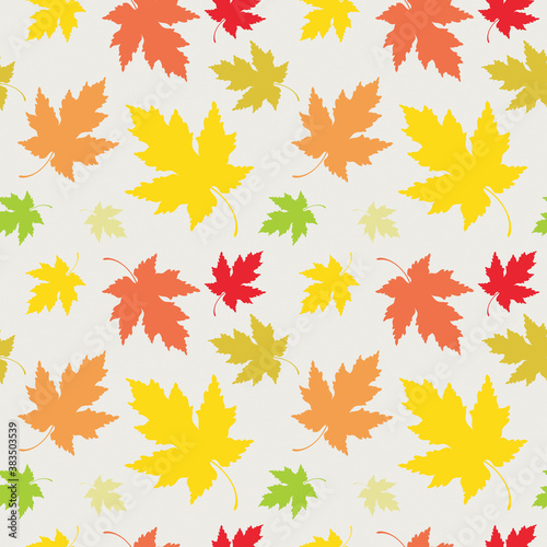 Seamless pattern with bright falling autumn leaves. Vector illustration for print.