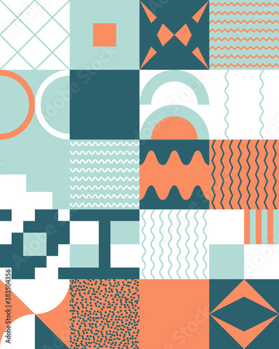 Vertical Layout Poster Design Wth Abstract Vector Geometric Shapes Pattern