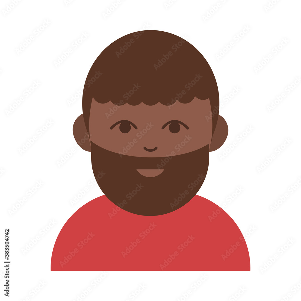 afro american bearded man portrait cartoon flat icon afro american bearded man portrait cartoon flat icon