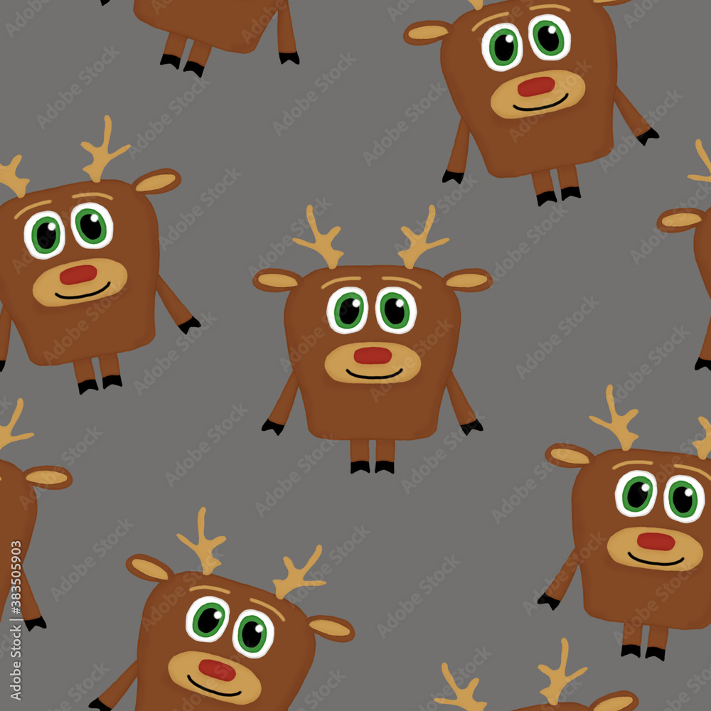 seamless pattern with deer on a gray background seamless pattern with deer on a gray background