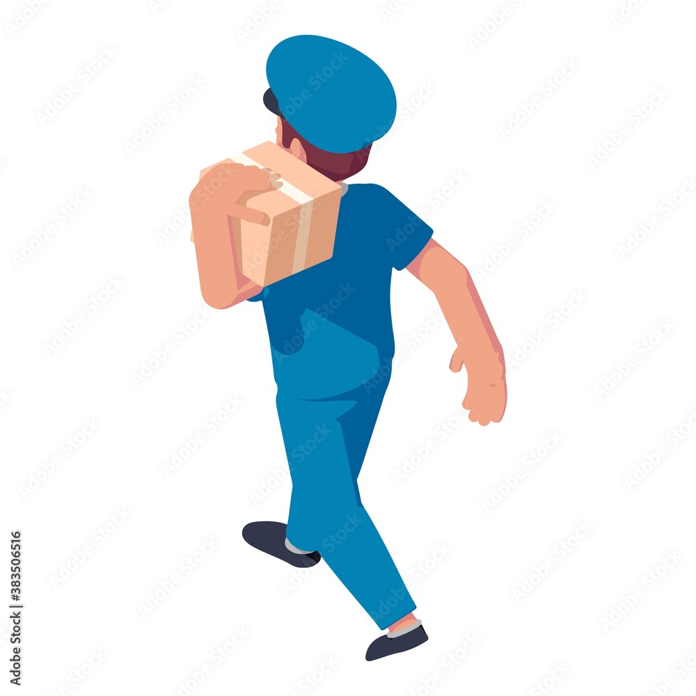 Mailman take parcel icon. Isometric of mailman take parcel vector icon for web design isolated on white background