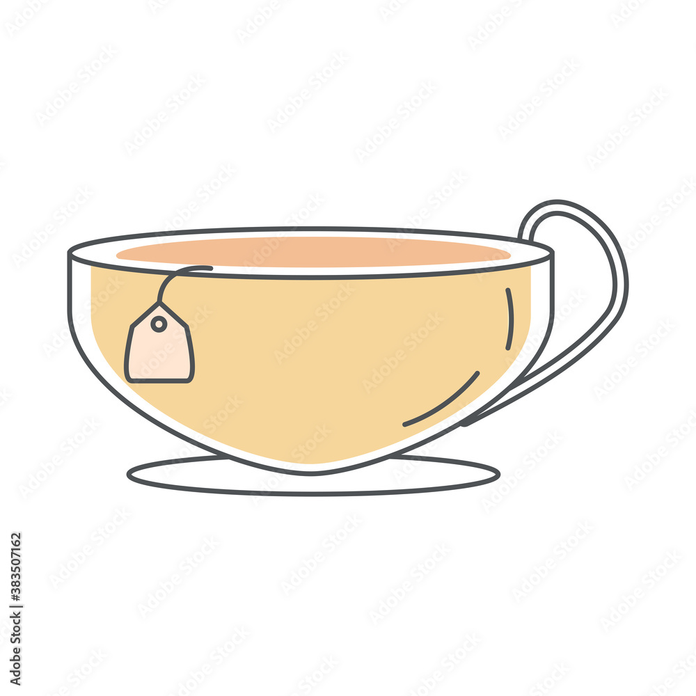 tea, porcelain cup with teabag line and fill tea, porcelain cup with teabag line and fill