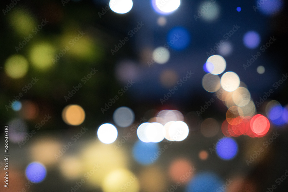 City blurring lights abstract bokeh on dark background