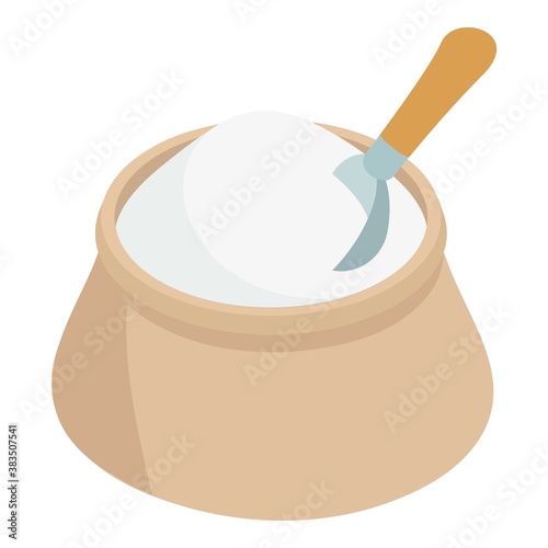 Bakery factory flour sack icon. Isometric of bakery factory flour sack vector icon for web design isolated on white background