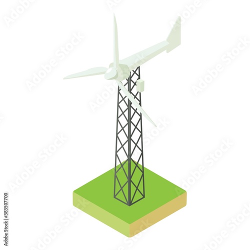 Wind turbine icon. Isometric of wind turbine vector icon for web design isolated on white background