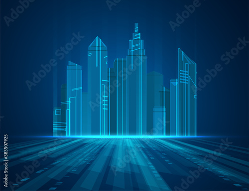 Future city skyline illustration