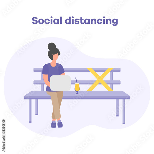 Quarantine park bench Social distancing People