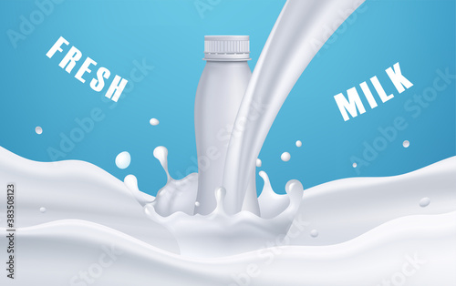Realistic milk or yogurt bottle
