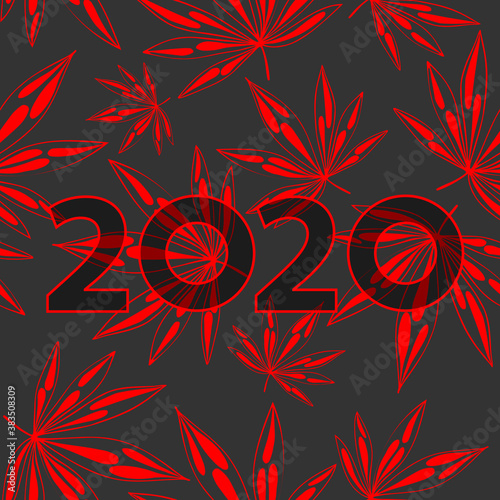 Cannabis cup 2020. bright multicolor leaves seamless pattern.