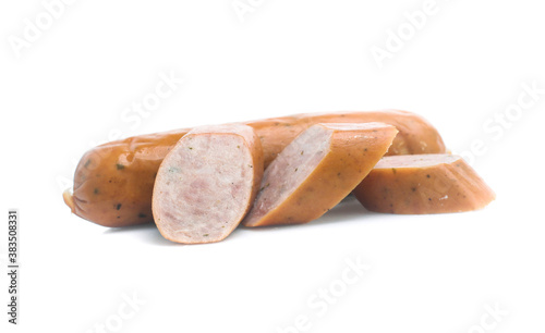 Frankfurter sausage isolated on white background photo