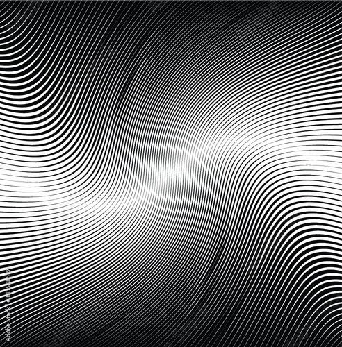Abstract warped Diagonal Striped Background . Vector curved twisted slanting, waved lines texture
