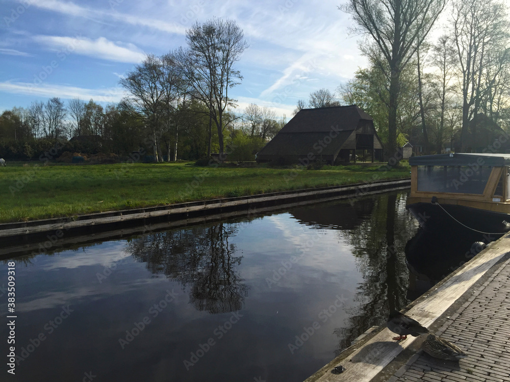 village landscape of Giethoorn in Holland Netherlands village landscape of Giethoorn in Holland Netherlands