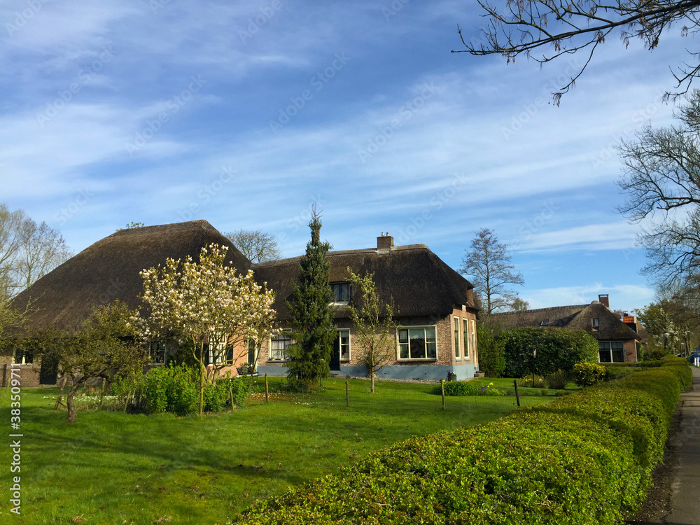 village landscape of Giethoorn in Holland Netherlands village landscape of Giethoorn in Holland Netherlands