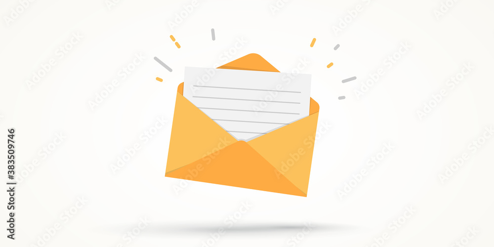 Vector mail envelope on white background - obrazy, fototapety, plakaty 