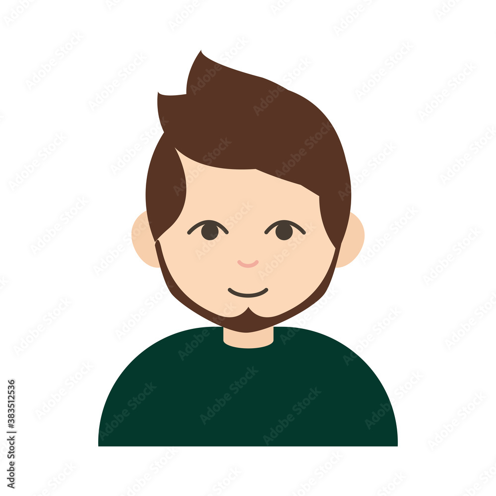 young man hipster style portrait cartoon flat icon young man hipster style portrait cartoon flat icon