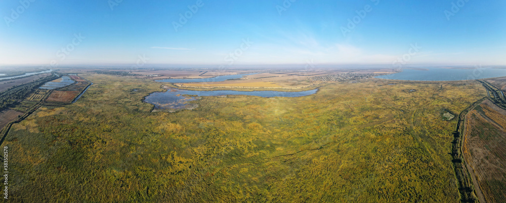 AERIAL VIEV ON LUNG AND KATLABUKH LAKES, IZMAIL RAION,  ODESSA OBLAST, UKRAINE