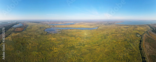 AERIAL VIEV ON LUNG AND KATLABUKH LAKES, IZMAIL RAION, ODESSA OBLAST, UKRAINE