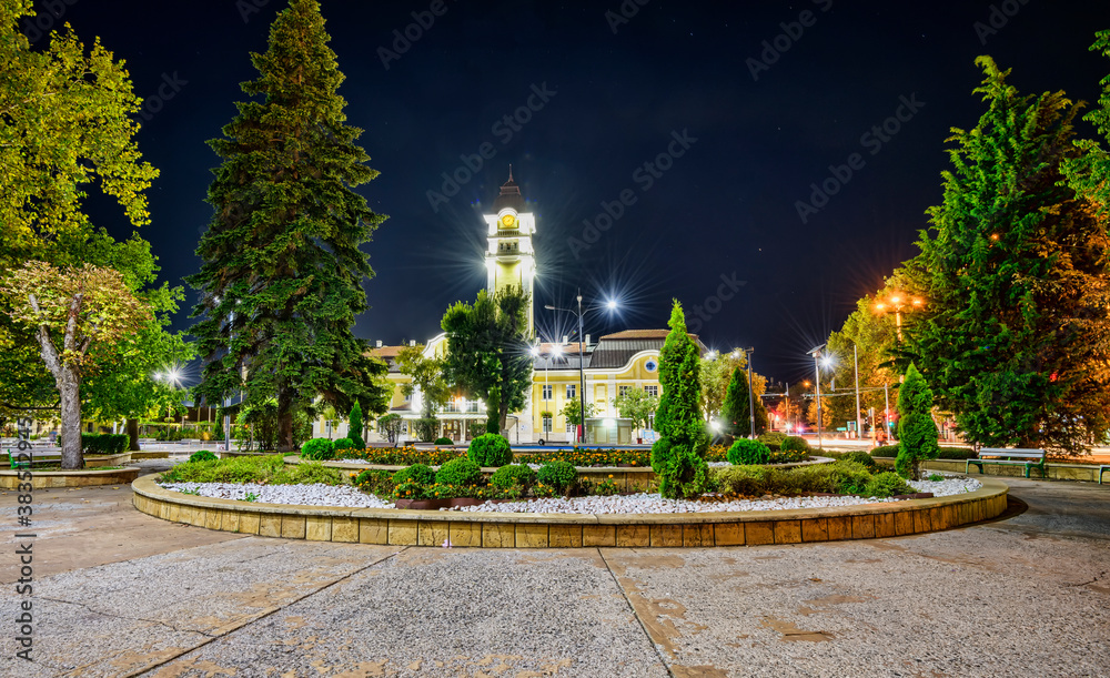 The Train station at night in Burgas