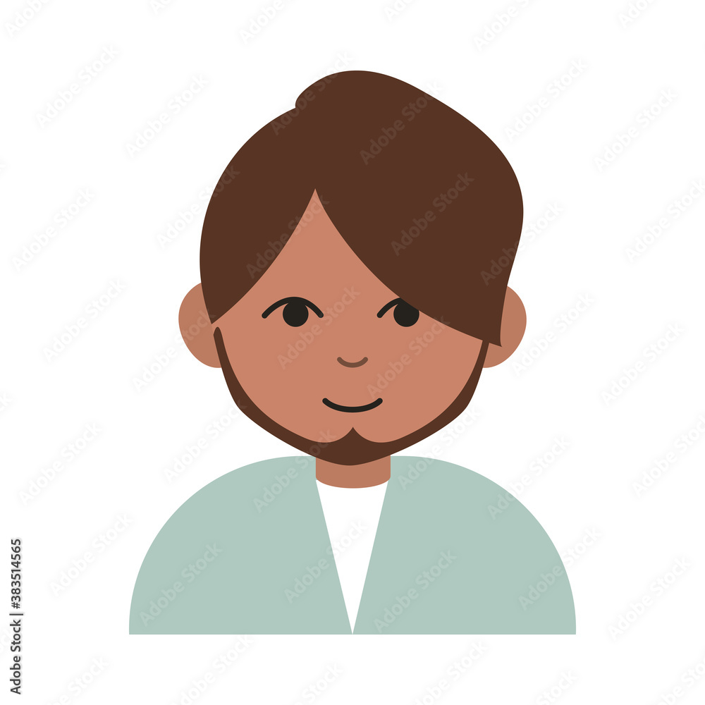 hindu man with beard portrait cartoon flat icon