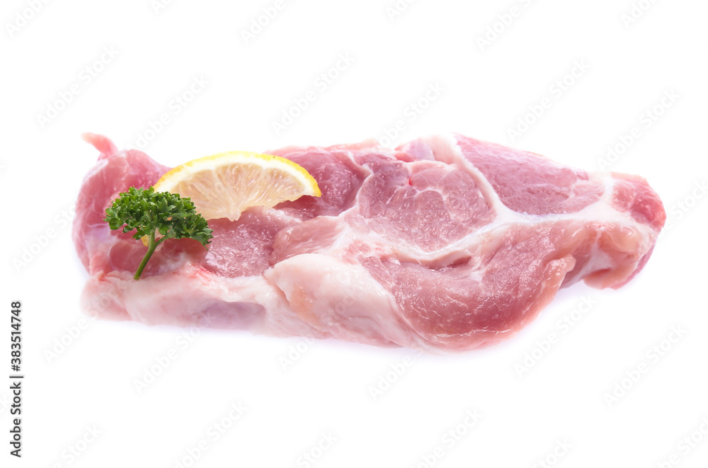 Fresh raw beef steak isolated on white background