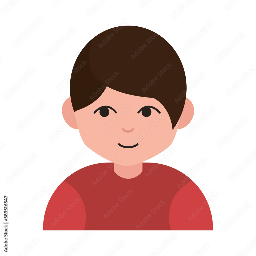 young boy black hair cartoon character flat icon young boy black hair cartoon character flat icon