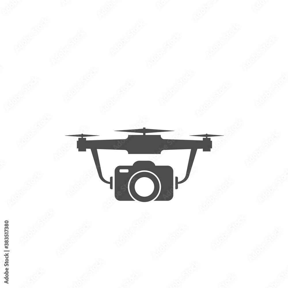Drone copter icon in flat style. Drone aerial camera icon graphic design logo illustration