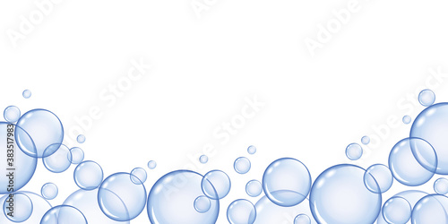transparent soap bubble background border isolated on white vector illustration EPS10