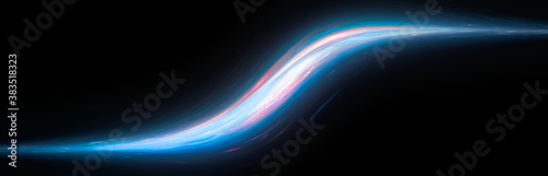 Blue glowing S-curve technology stream banner photo