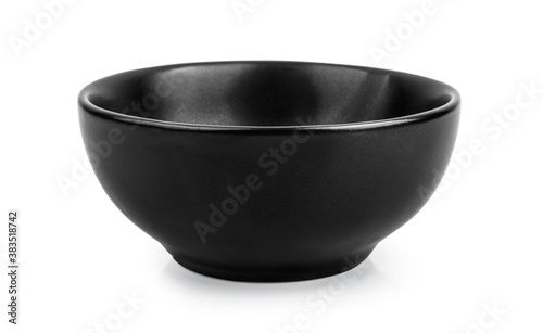 black bowl on white background.