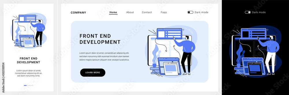 Front end development website UI kit. Website interface, front end ...