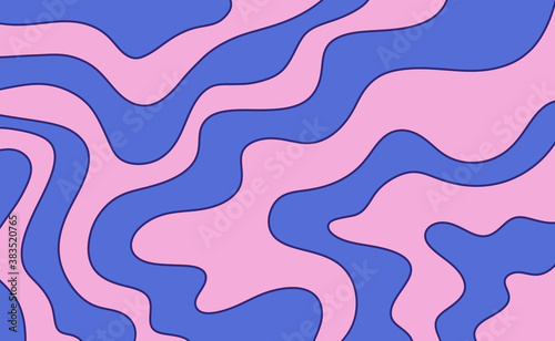 abstraction blue and pink curved stripes with outline