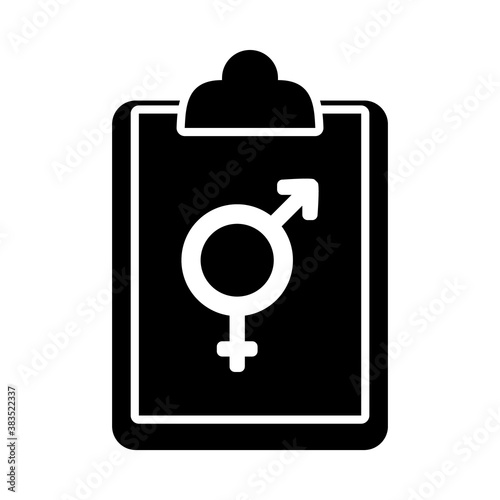 clipboard with female and male gender symbol, silhouette style photo