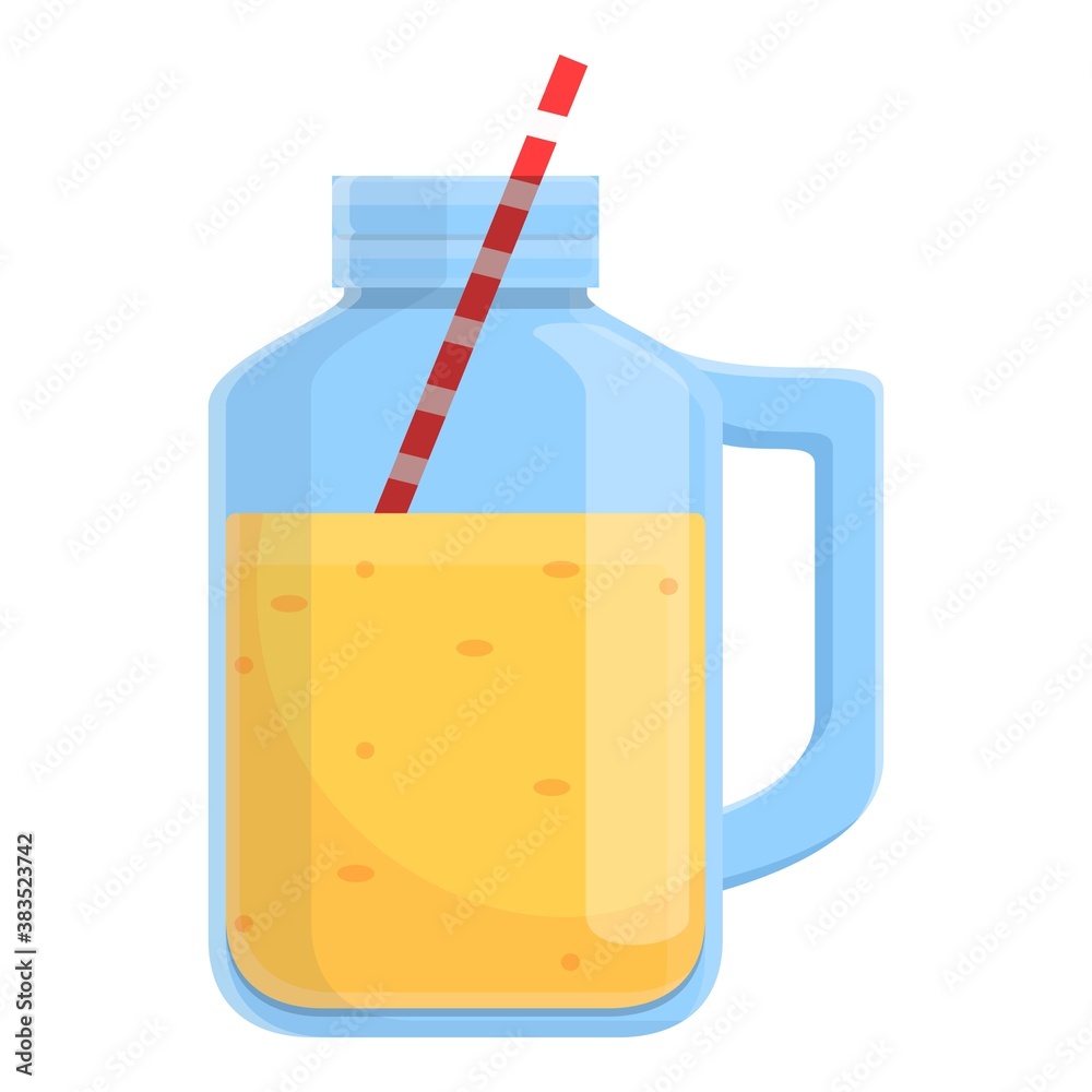 Summer party smoothie jar icon. Cartoon of summer party smoothie jar vector icon for web design isolated on white background Summer party smoothie jar icon. Cartoon of summer party smoothie jar vector icon for web design isolated on white background