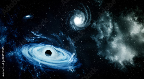 Fototapeta Naklejka Na Ścianę i Meble -  Black hole in space. Abstract background.