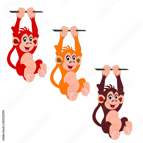 illustration of colored monkeys for children