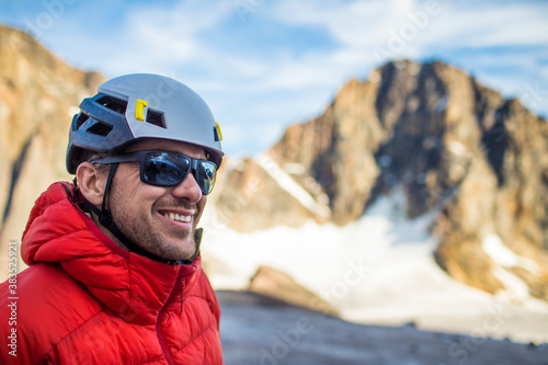 Climber smiling while enjoying the great outdoors. photo