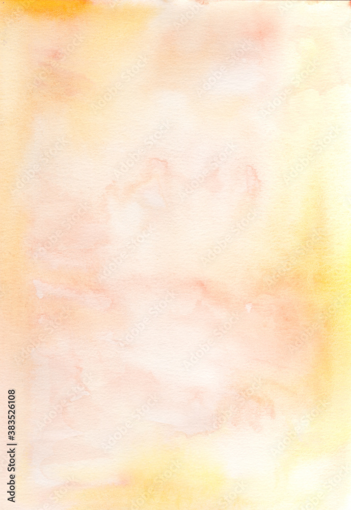 Hand painted soft watercolor background. Creative textured surface of brush strokes. Bright texture for cards, banner, poster, print, web, scrapbook paper design