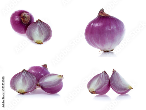 set of red onion isolated on the white background