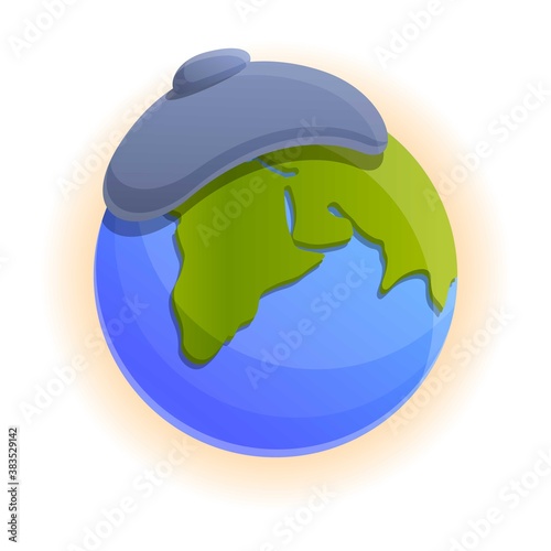 Globe warm cap icon. Cartoon of globe warm cap vector icon for web design isolated on white background