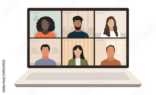 Online meeting in zoom. Remote workers. Video conference call. Vector