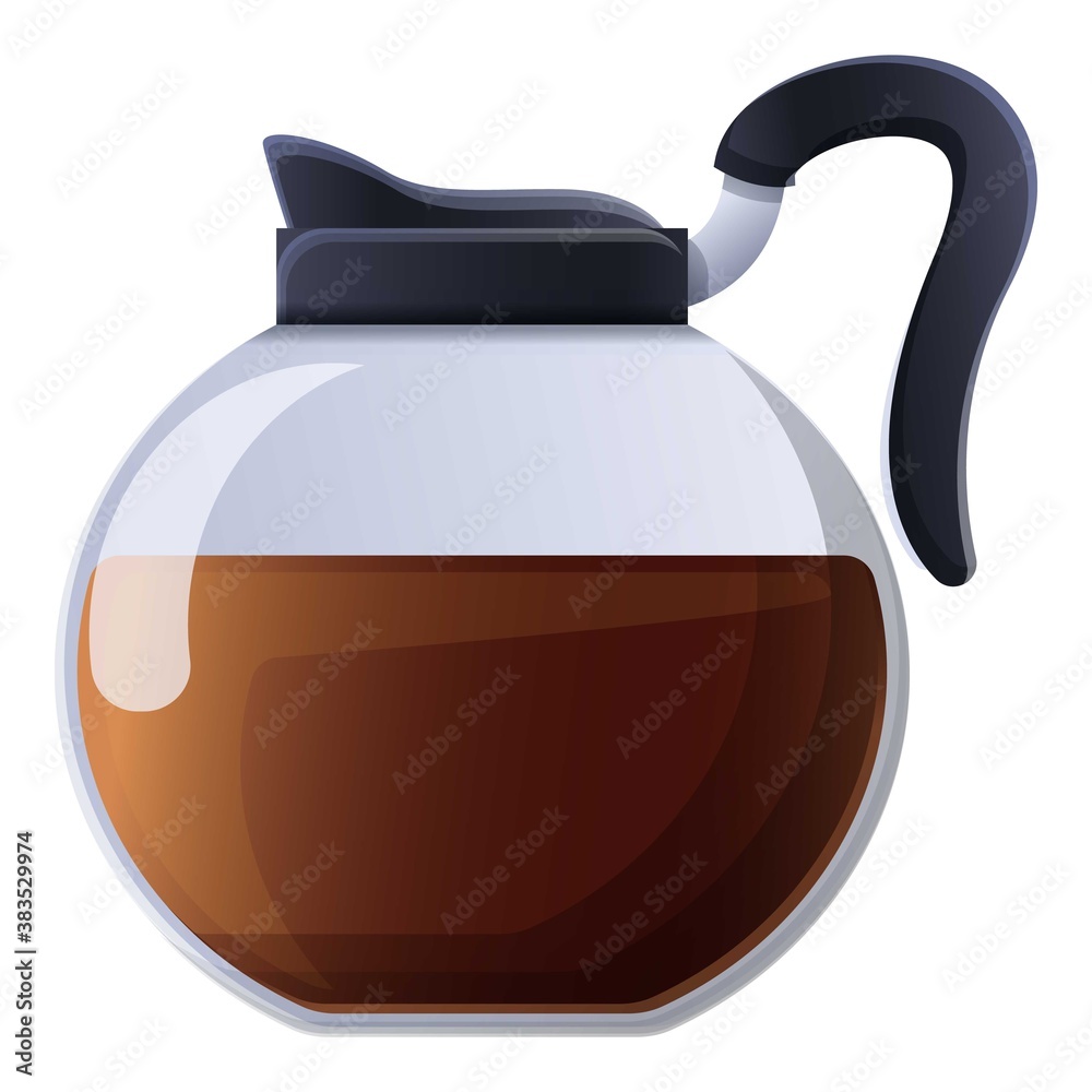 Glass coffee jug icon. Cartoon of glass coffee jug vector icon for web design isolated on white background Glass coffee jug icon. Cartoon of glass coffee jug vector icon for web design isolated on white background