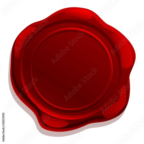 Round wax seal icon. Cartoon of round wax seal vector icon for web design isolated on white background