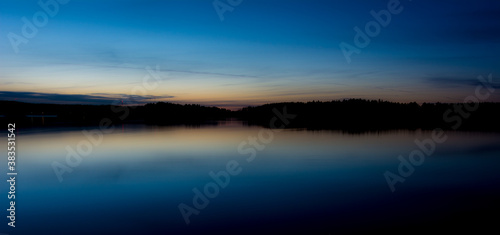 Sunset on Lake Ladoga in the spring.