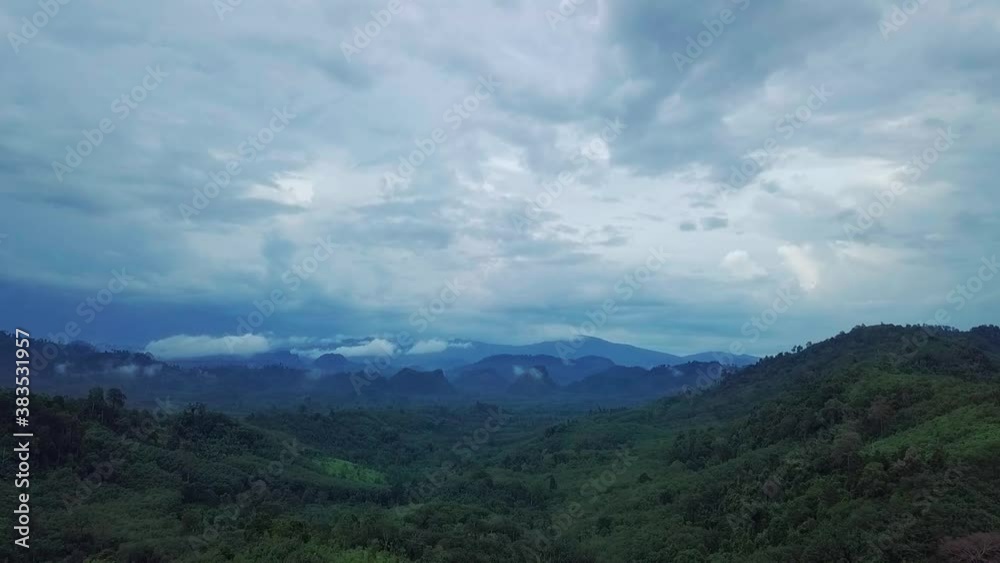 Aerial view Tropical mountains South of Thailand Atmosphere after rain Aerial view Tropical mountains South of Thailand Atmosphere after rain