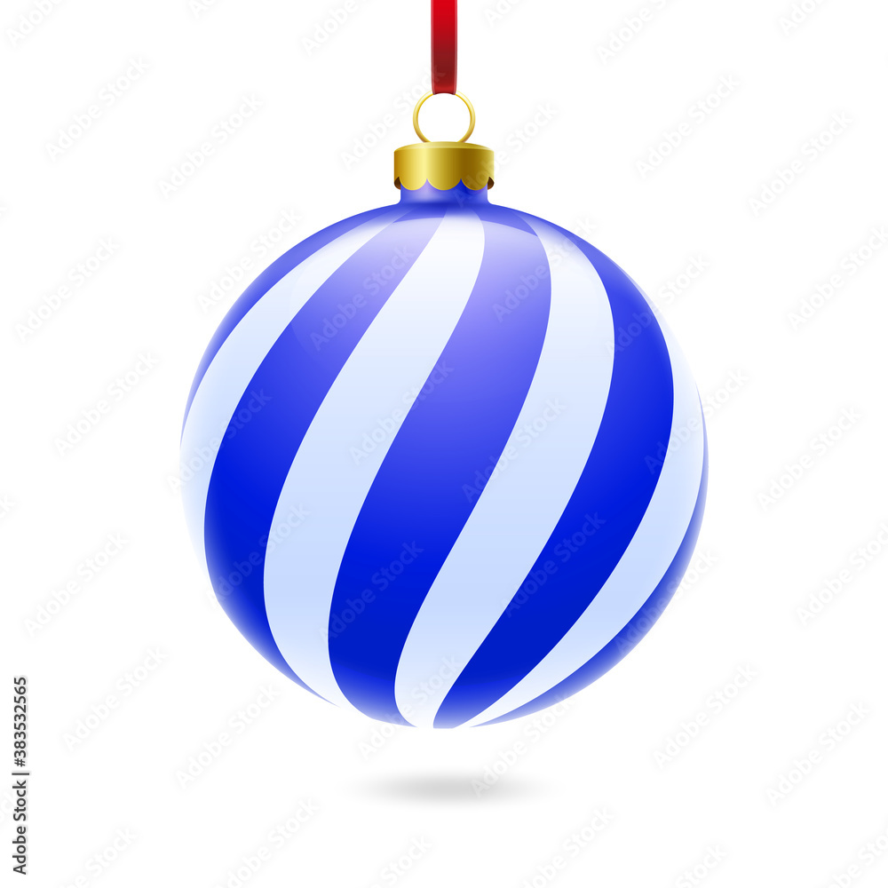 Christmas ball. Glass Christmas toy on a transparent background. Holiday decoration. Blue ball. Christmas ball. Xmas glass ball. Christmas tree toy. New year symbol. Vector illustration. Striped Christmas ball. Glass Christmas toy on a transparent background. Holiday decoration. Blue ball. Christmas ball. Xmas glass ball. Christmas tree toy. New year symbol. Vector illustration. Striped